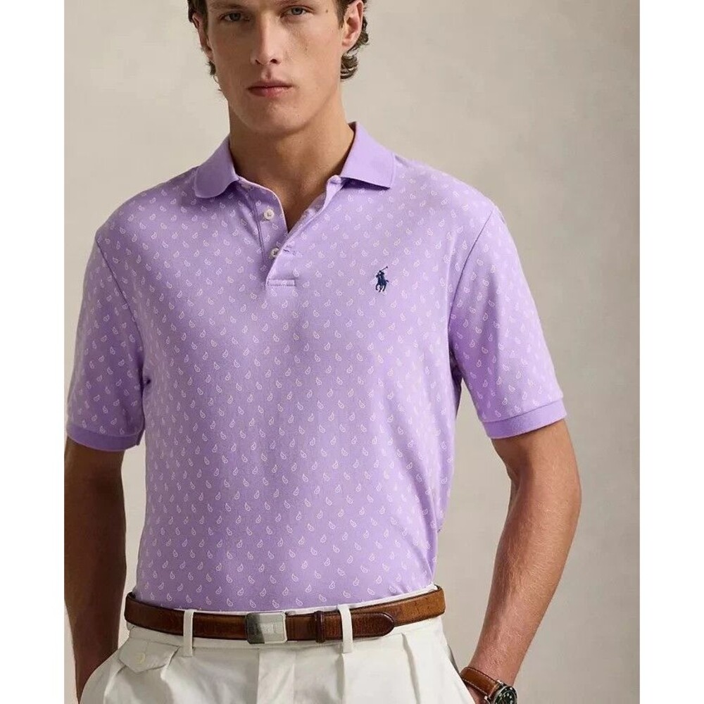 Polo Ralph Lauren Men's Classic-Fit Soft Cotton Polo Shirt Light Purple Size XXL